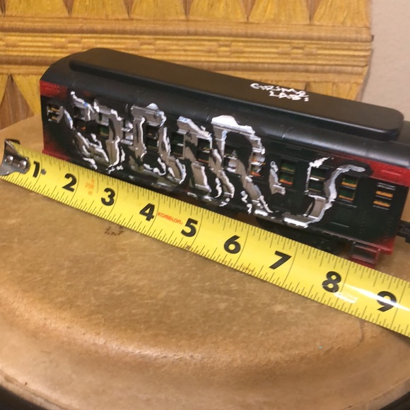 Art Custom Hand Painted Toy Train Graffiti Art Aerosol Acrylic Says